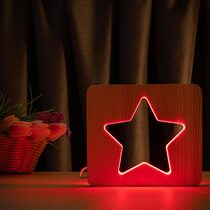 Светильник ночник ArtEco Light из дерева LED "Звезда" с пультом и регулировкой цвета, RGB