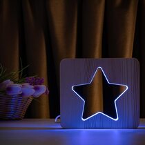 Светильник ночник ArtEco Light из дерева LED "Звезда" с пультом и регулировкой цвета, RGB