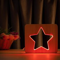 Светильник ночник ArtEco Light из дерева LED "Звезда" с пультом и регулировкой цвета, RGB