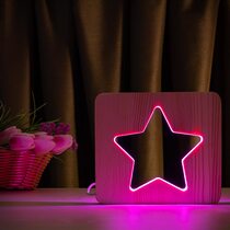 Светильник ночник ArtEco Light из дерева LED "Звезда" с пультом и регулировкой цвета, RGB