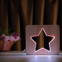 Светильник ночник ArtEco Light из дерева LED "Звезда" с пультом и регулировкой цвета, RGB